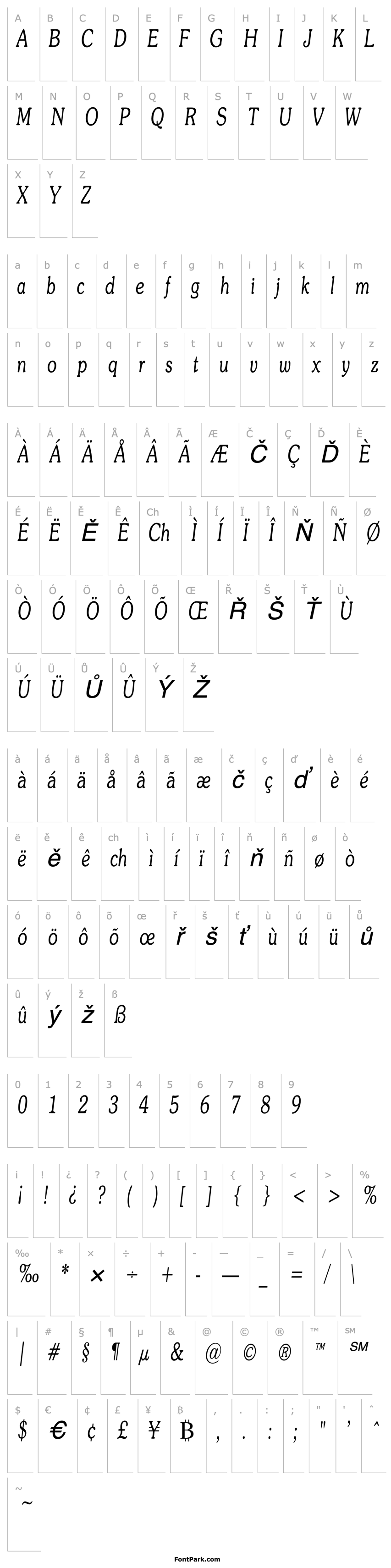 Přehled SouvienneCondensed Italic