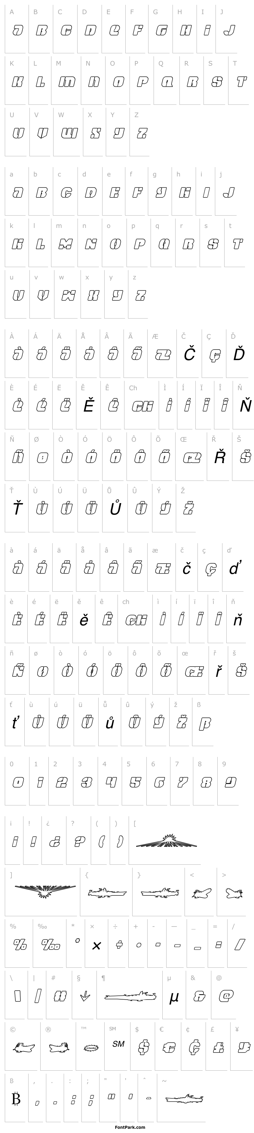 Přehled Space Cruiser Outline Italic