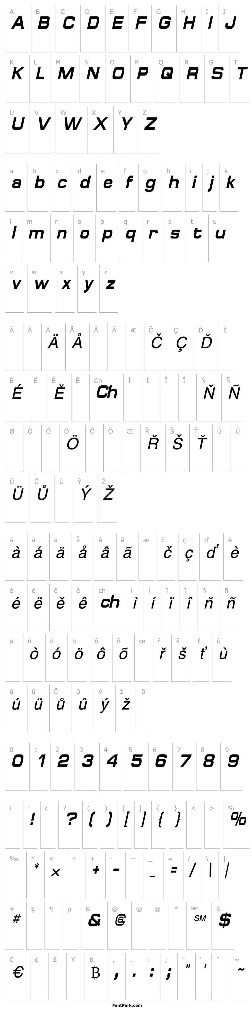 Přehled SpaceOutBoldCondensed Italic