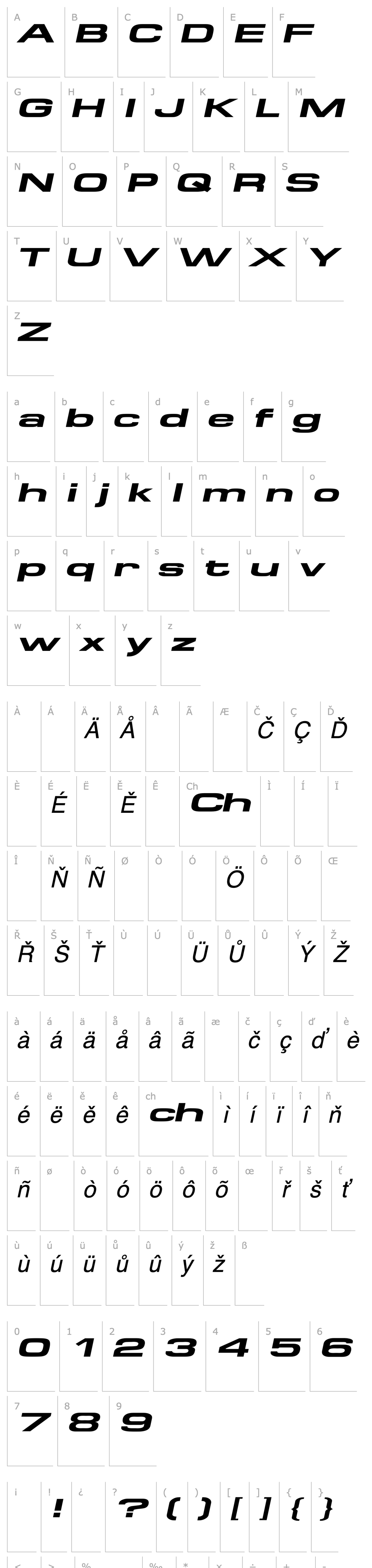 Přehled SpaceOutBoldExtended Italic