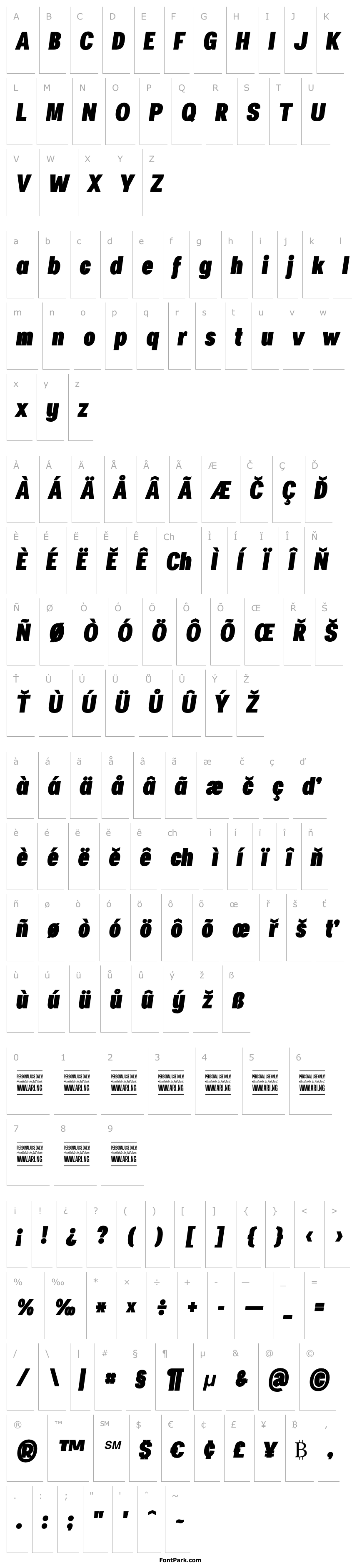 Přehled Specify PERSONAL Condensed Black Italic