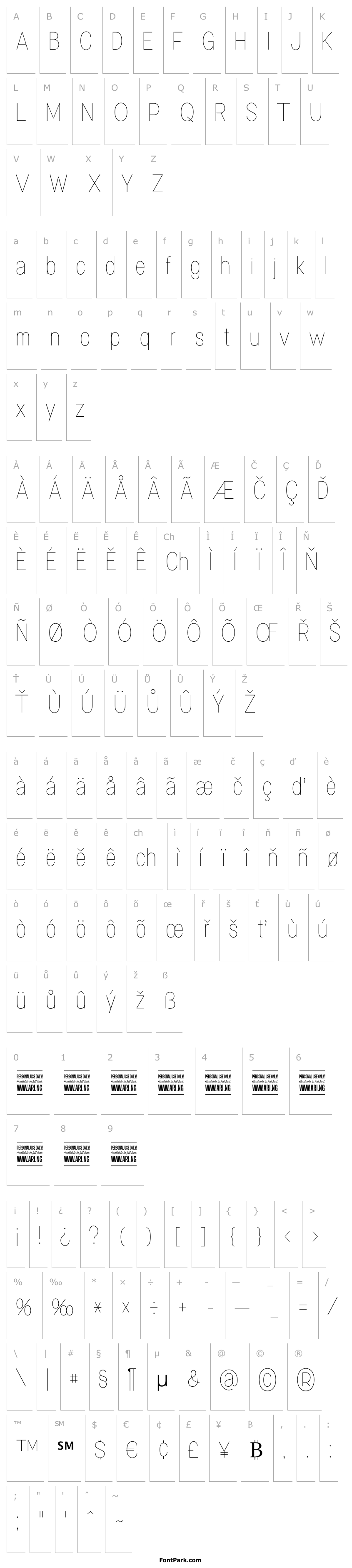 Přehled Specify PERSONAL Condensed Thin