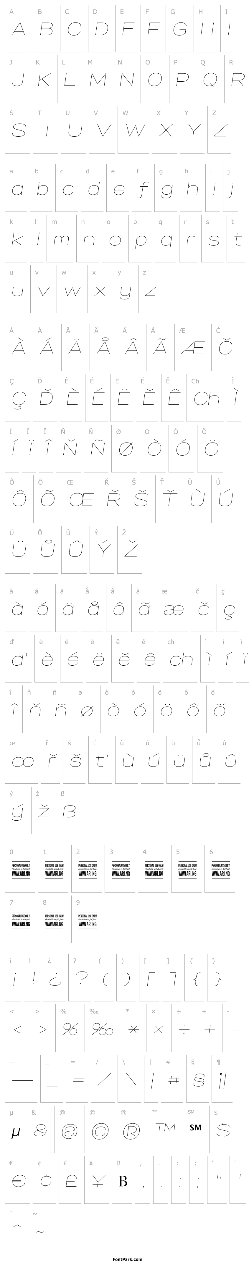 Přehled Specify PERSONAL Expanded Thin Italic