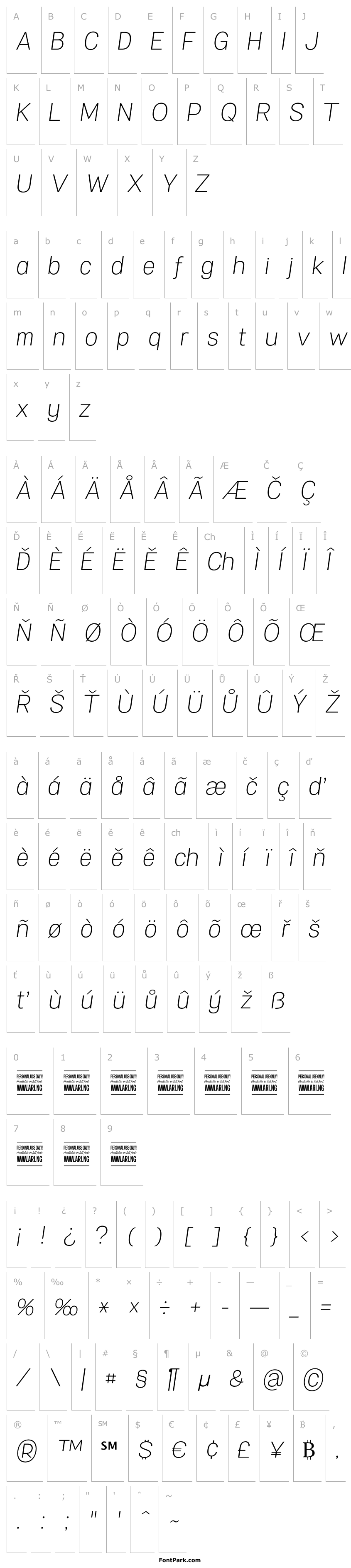 Overview Specify PERSONAL Normal Light Italic