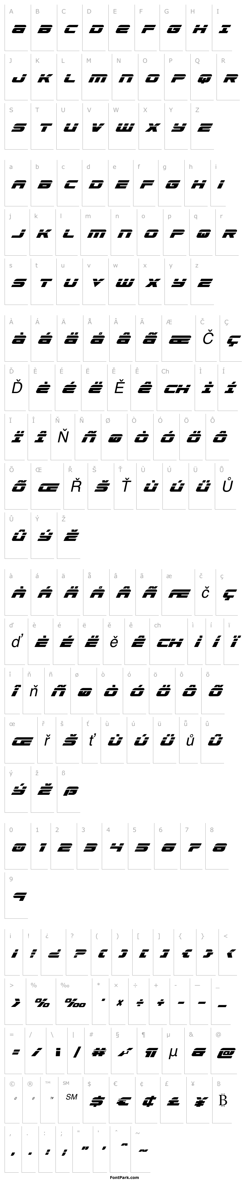Přehled Speed Phreak Condensed Italic