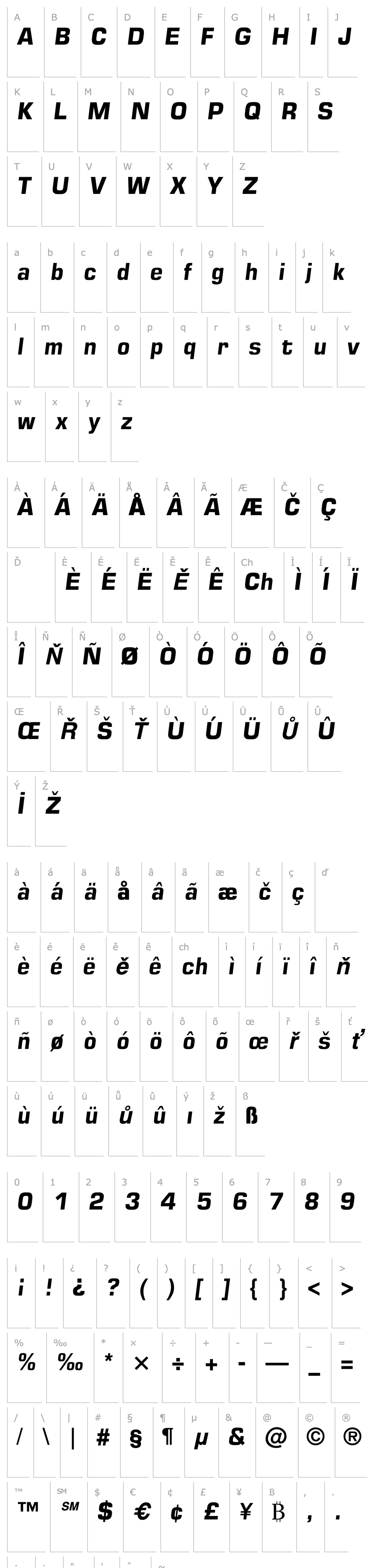 Přehled Square 721 Bold Italic BT