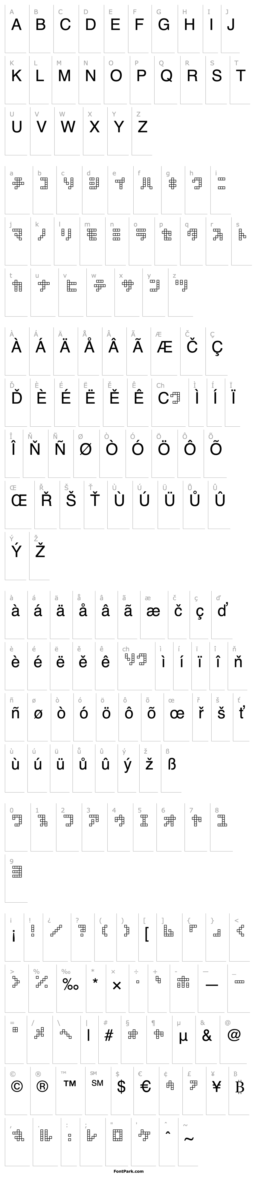 Přehled square type  kana