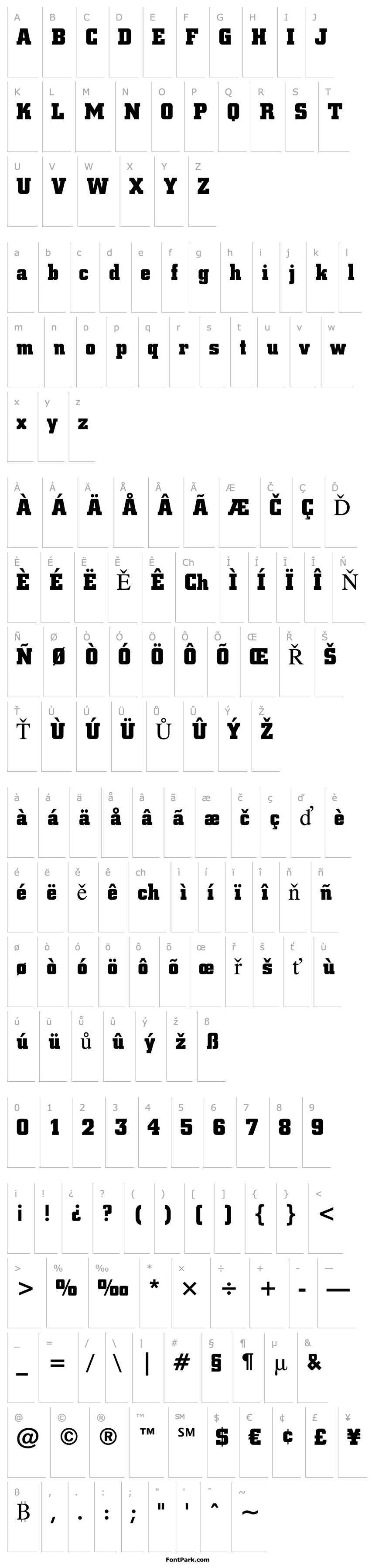 Přehled SquareSlab711 Bd BT Bold