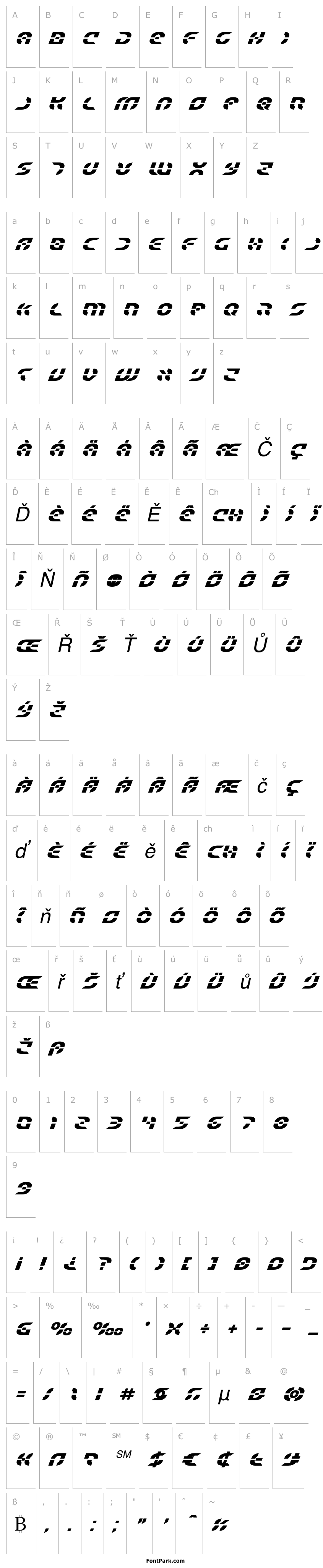 Přehled Starfighter Bold Italic