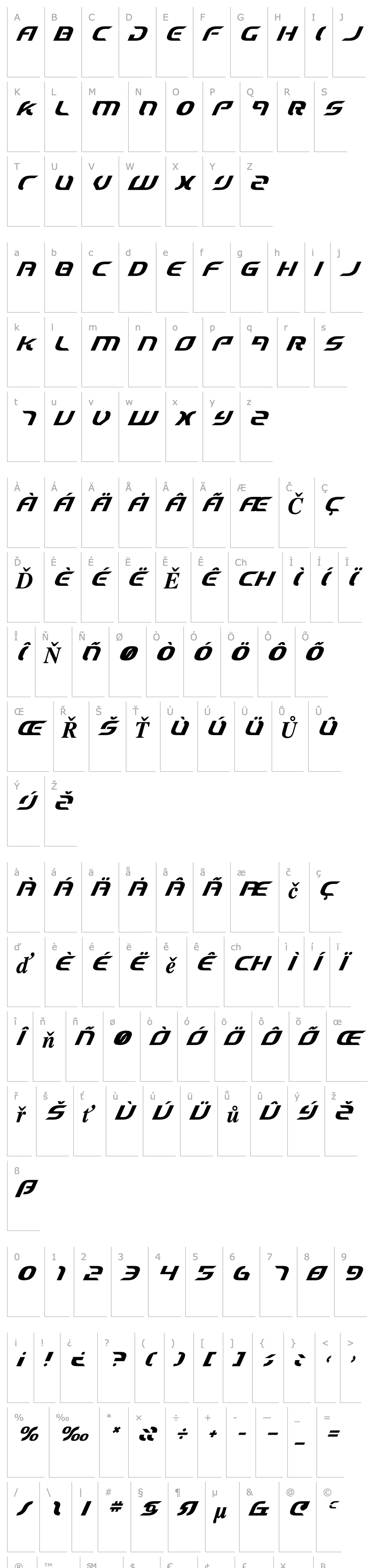 Overview Starfighter Cadet Italic