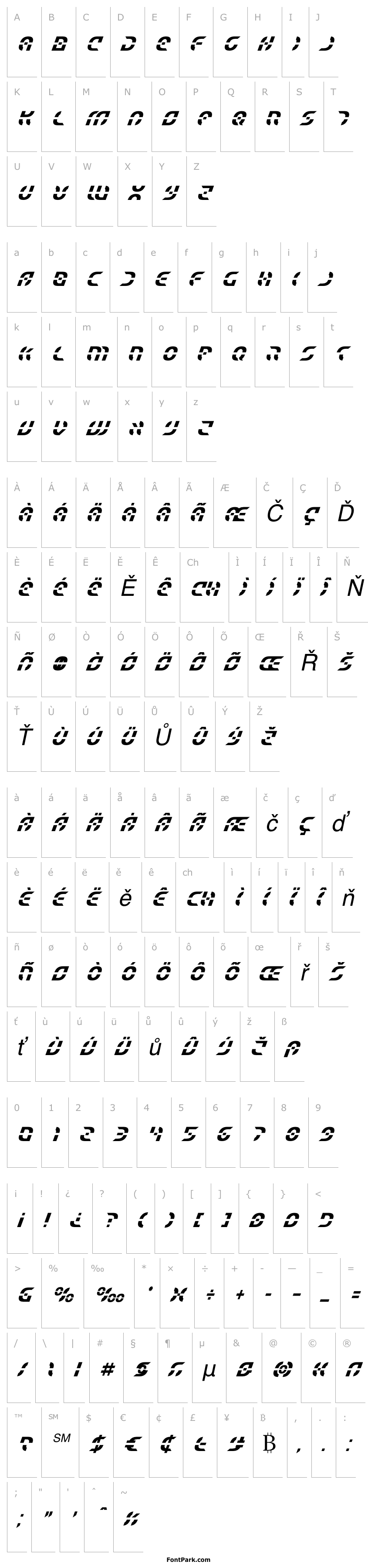 Přehled Starfighter Condensed Italic