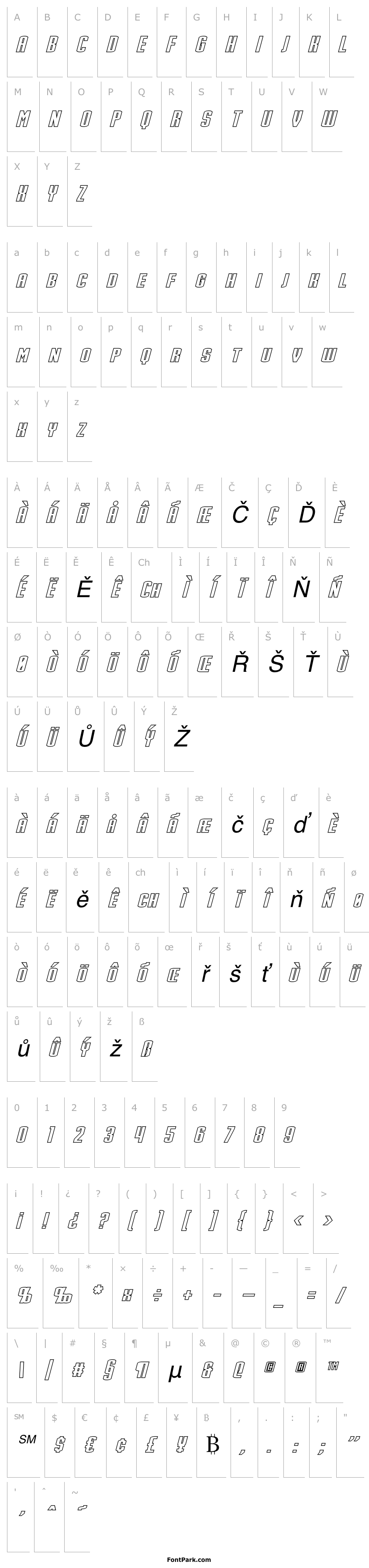 Přehled Stark Hollow Italic