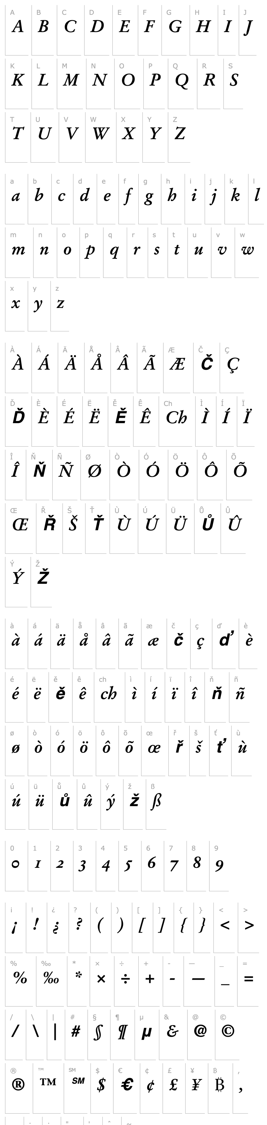 Overview Stempel Garamond Bold Italic Oldstyle Figures