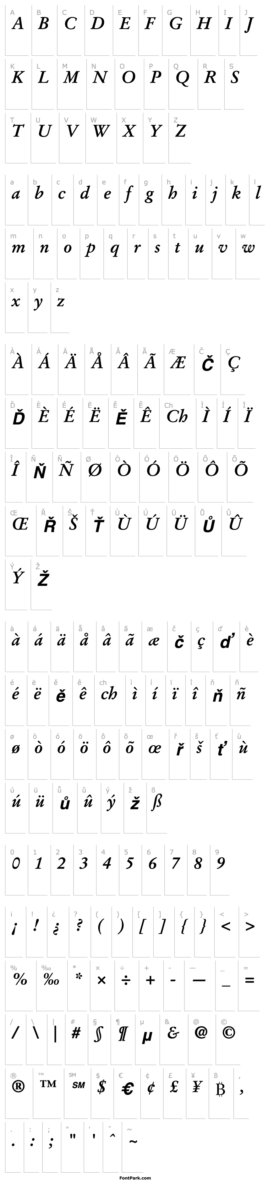 Přehled StempelGaramond-Bold Italic