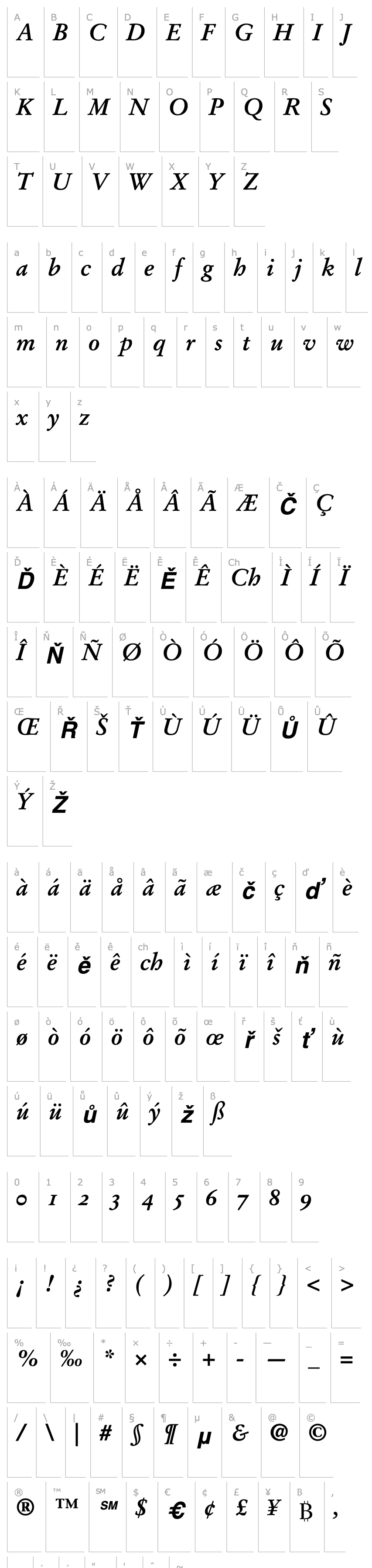 Přehled StempelGaramondOldstyleFigures-Bold Italic