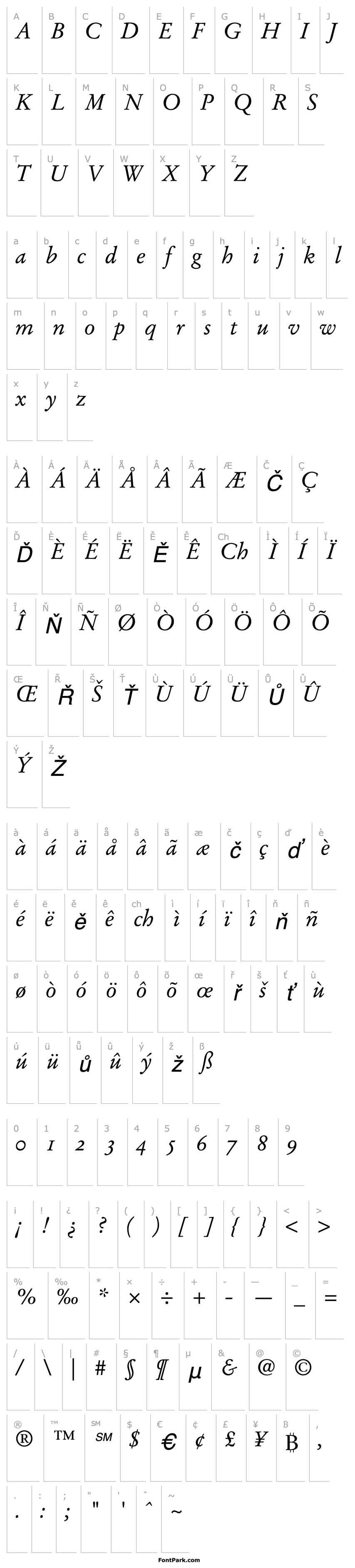 Overview StempelGaramondOldstyleFigures-Italic