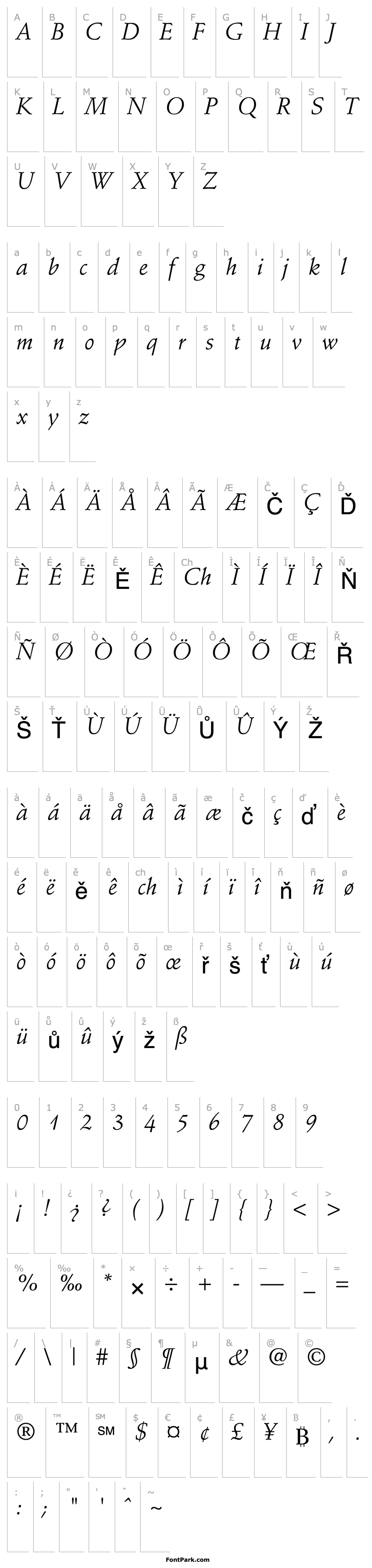 Přehled StempelSchneidler-Italic