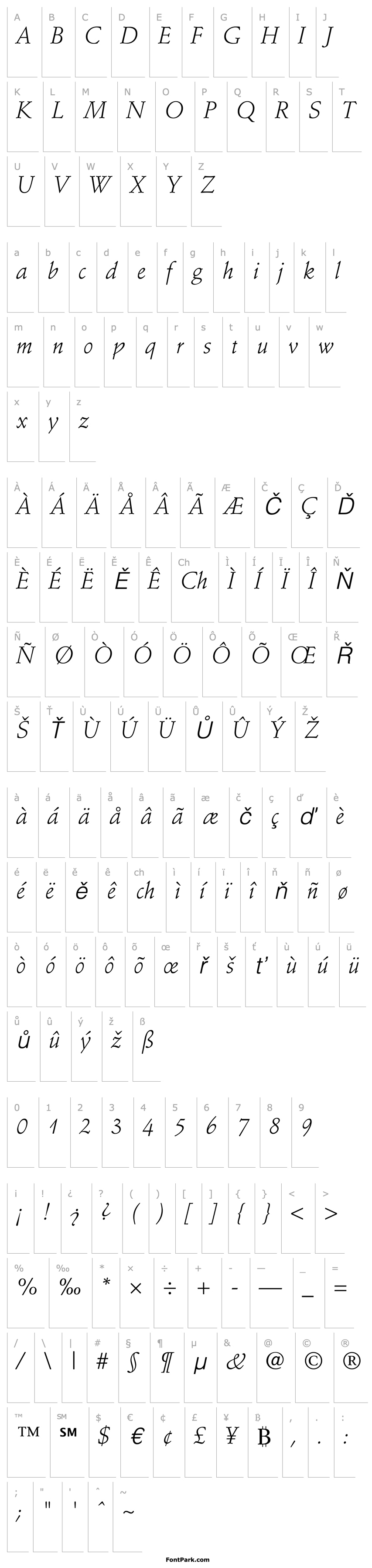 Overview StempelSchneidler-LightItalic