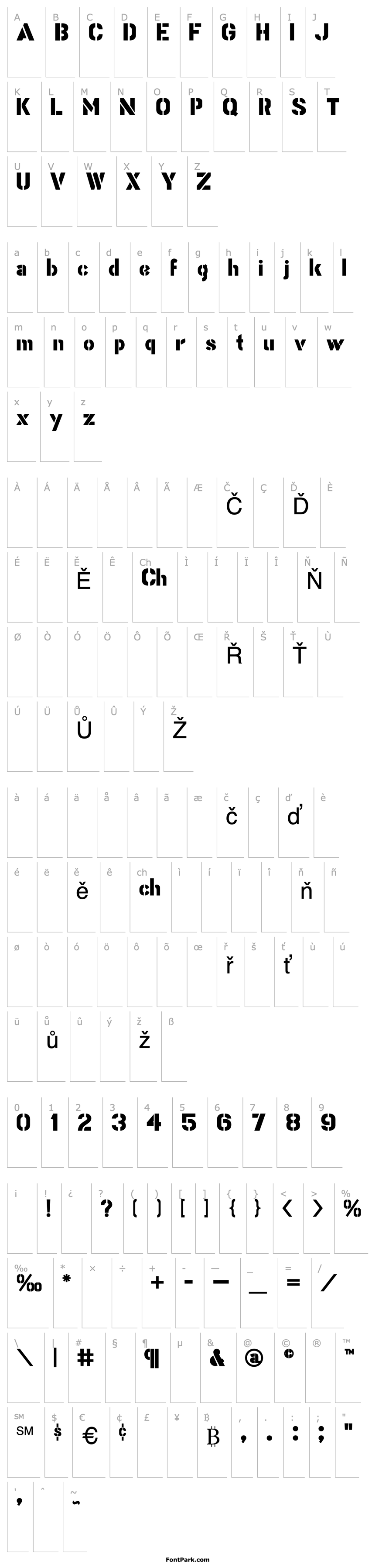 Přehled Stencil Gothic Bold JL