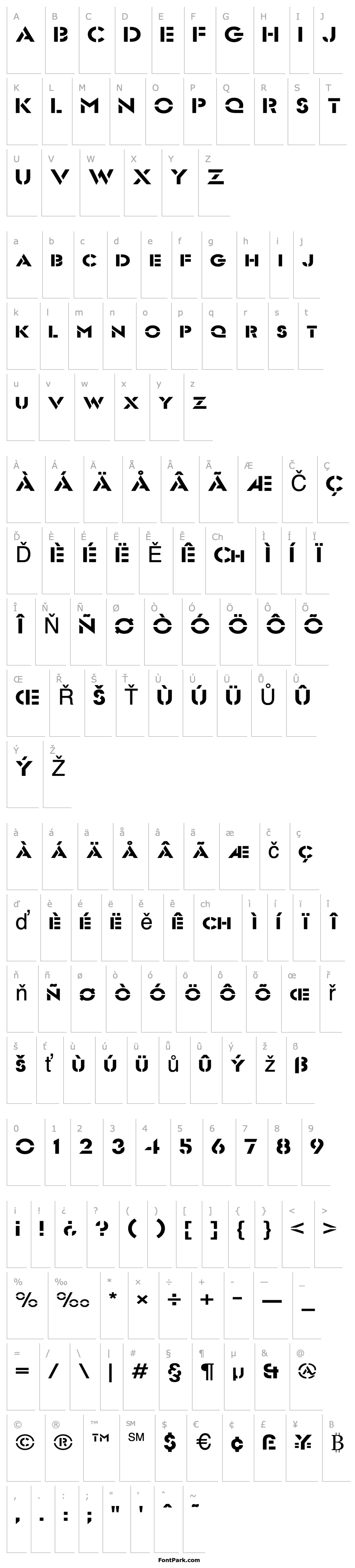 Přehled Stencil Sans-Extended Normal