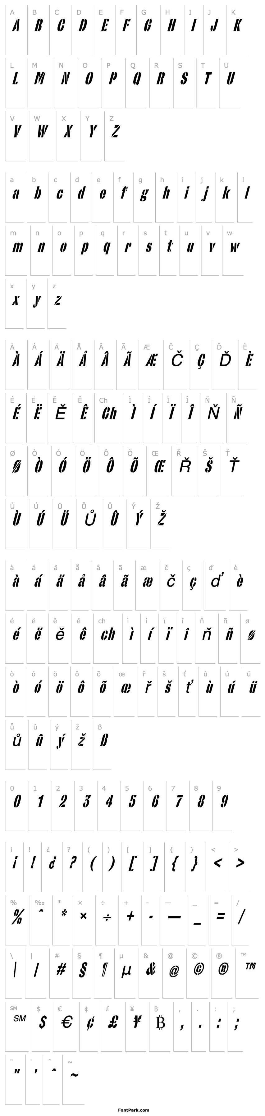 Overview StencilSansCondensed Italic