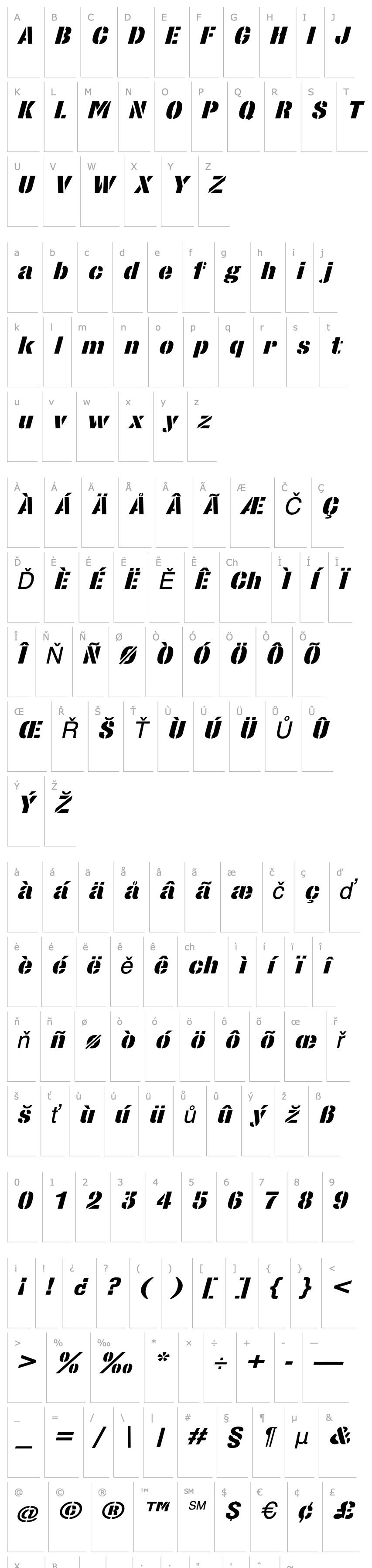 Overview StencilSansExtrabold Italic