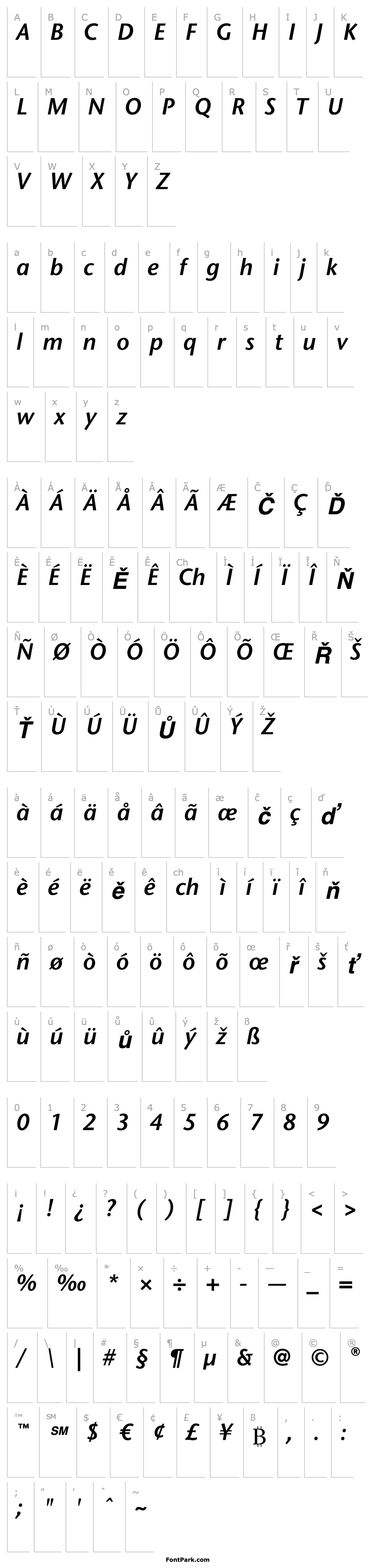 Overview StoneHumanistITCStd-SemiItalic