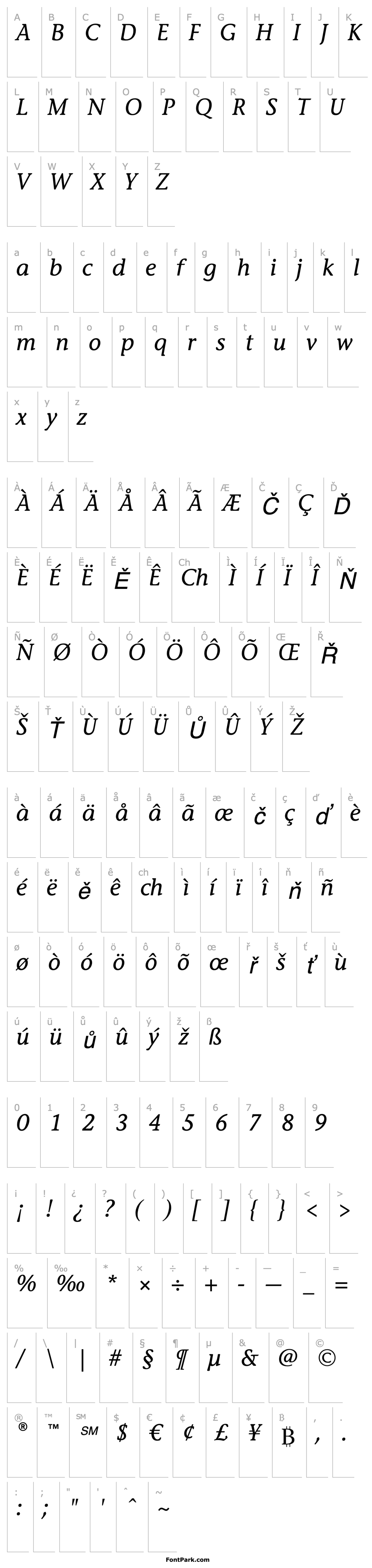 Overview StoneInfITCStd-MediumItalic