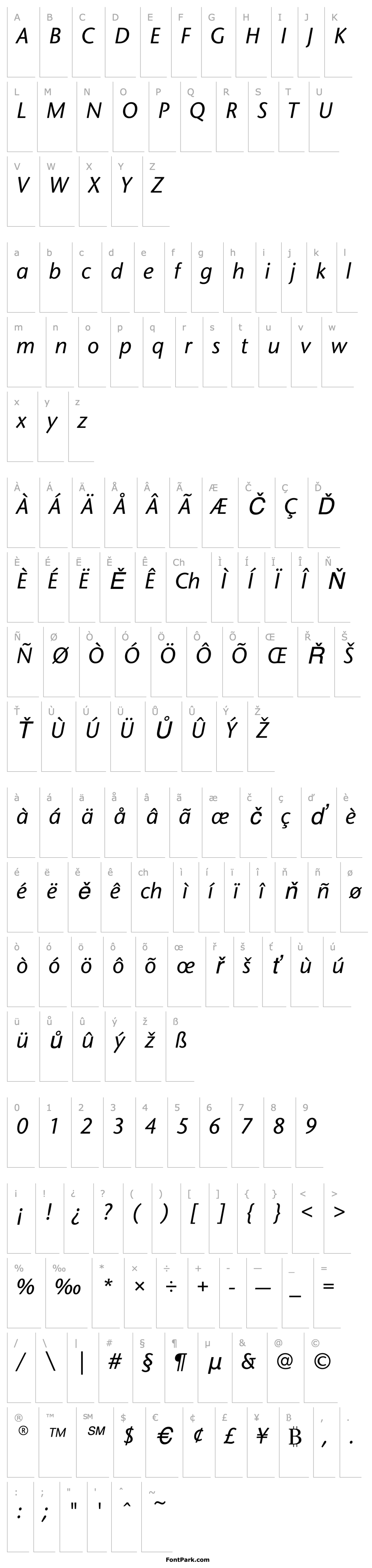 Overview StoneSansEF-MediumItalic