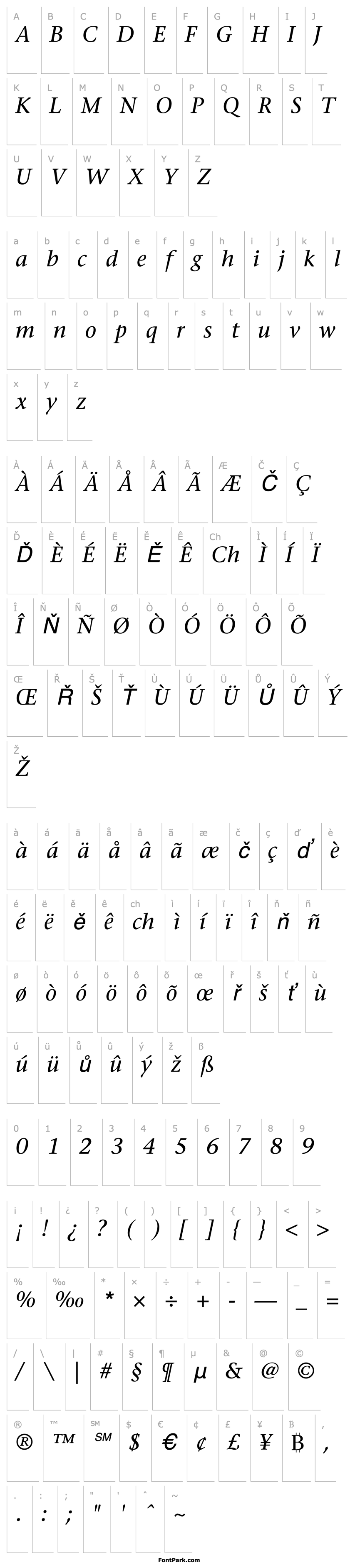 Overview StoneSerif-Italic