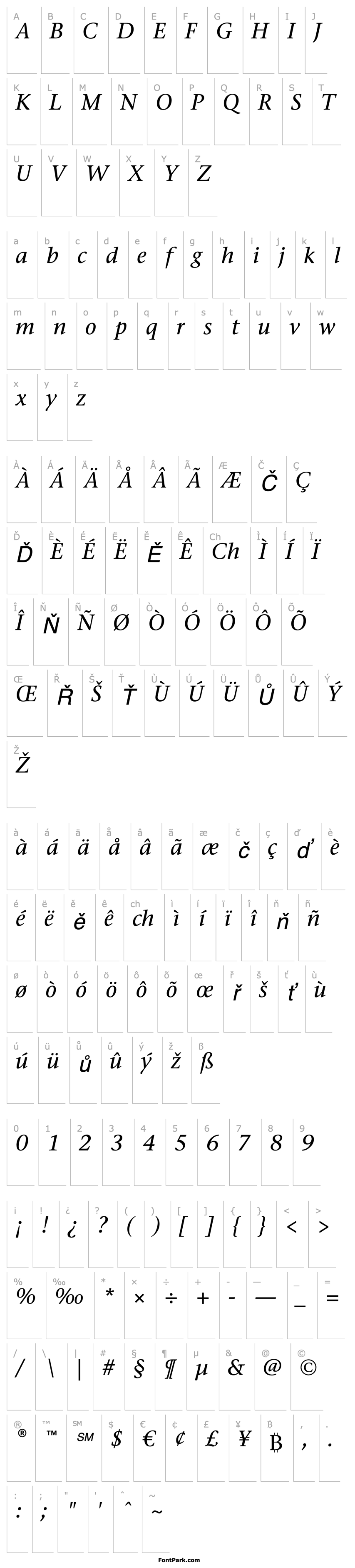 Overview StoneSerITCStd-MediumItalic