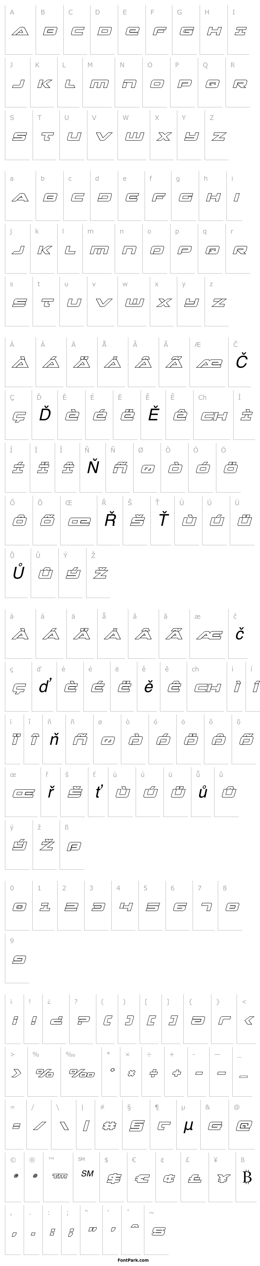 Přehled Strikelord Outline Italic