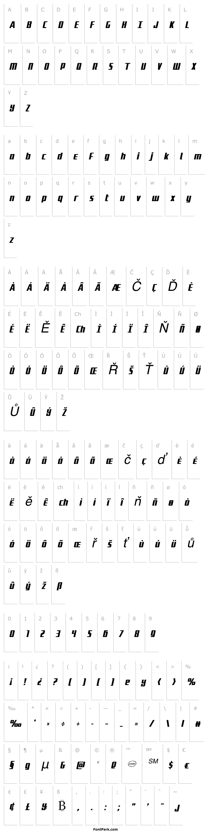 Přehled Subadai Baan Condensed Italic