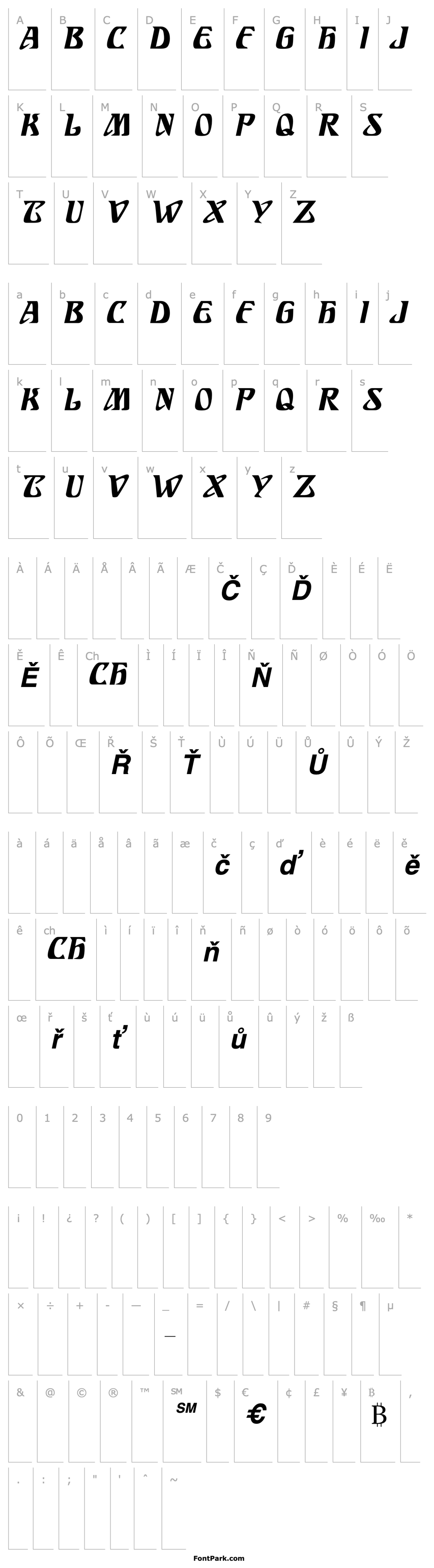 Přehled SundraDisplayCaps Bold Italic