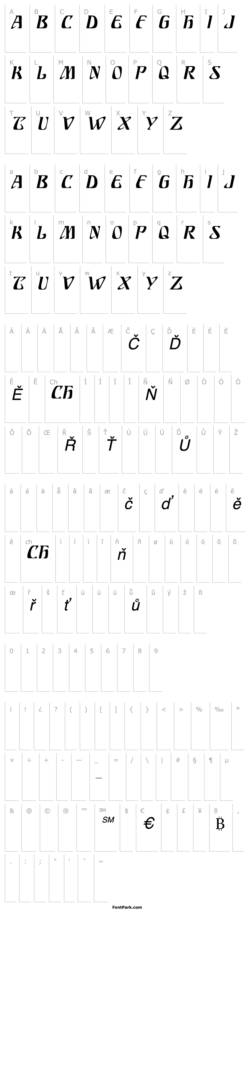 Přehled SundraDisplayCaps Italic