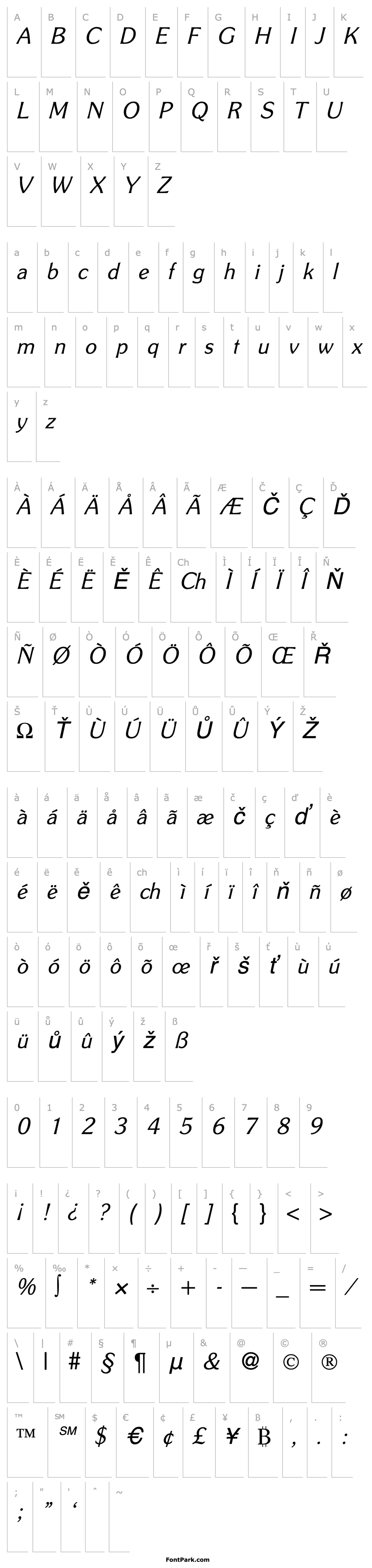 Přehled SunsetGothic-RegularItalic