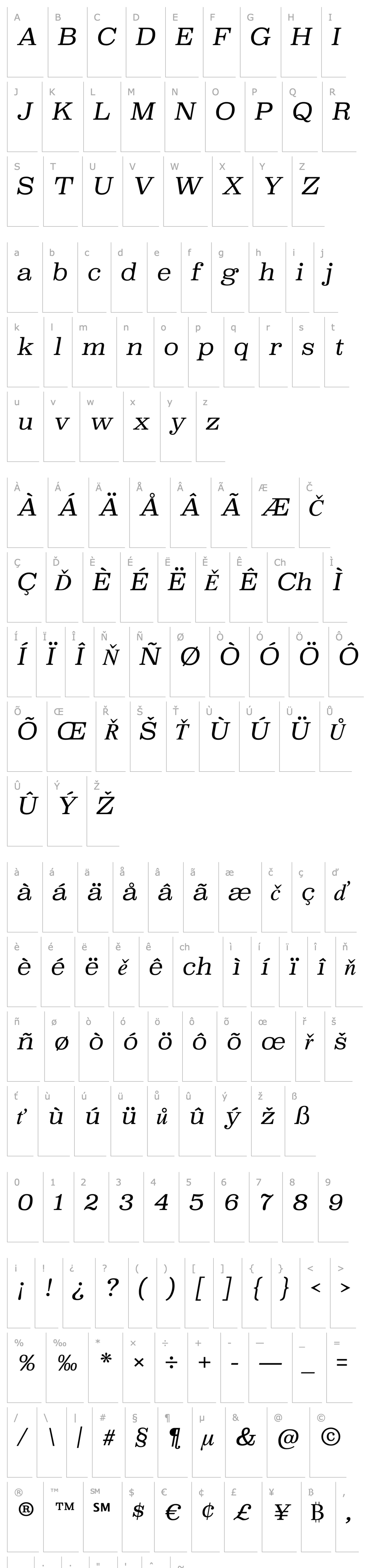 Přehled Superclarendon Lt Italic