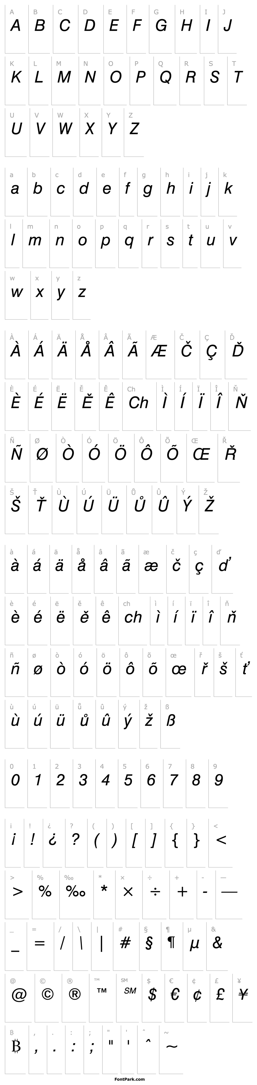 Overview Swis721 BT Italic