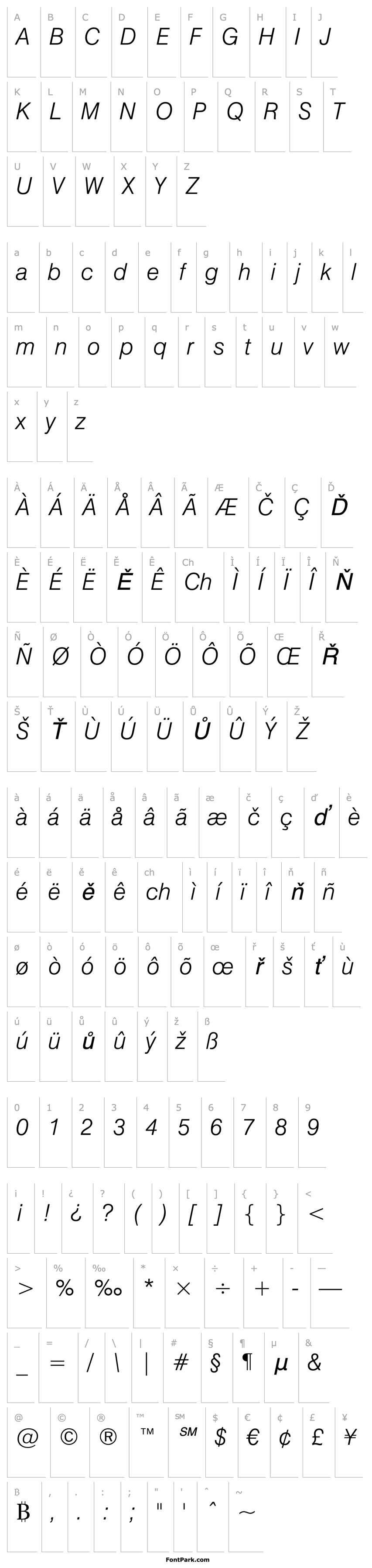 Overview Swis721 Lt BT Light Italic