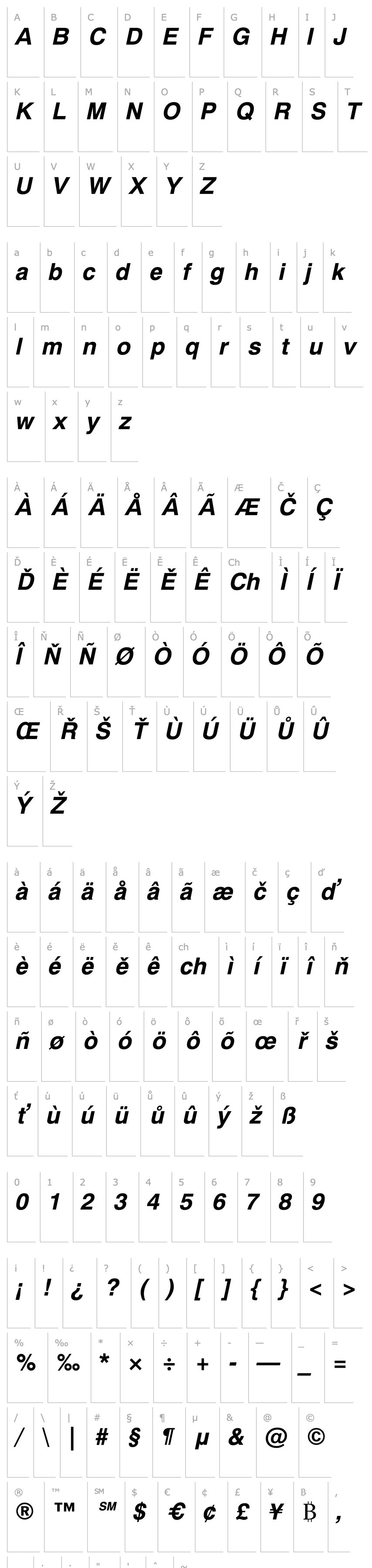 Přehled Swiss 721 Bold Oblique SWA