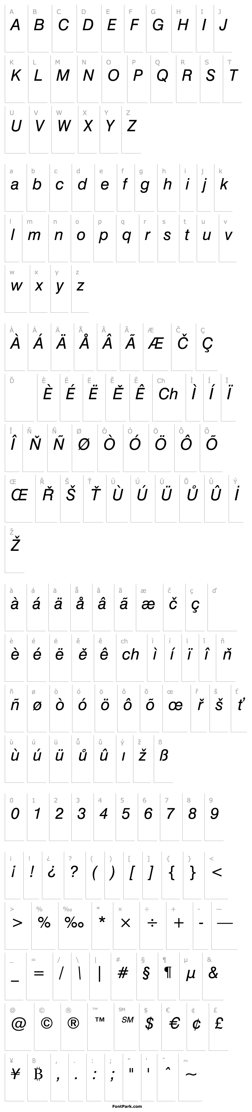 Přehled Swiss 721 Italic BT