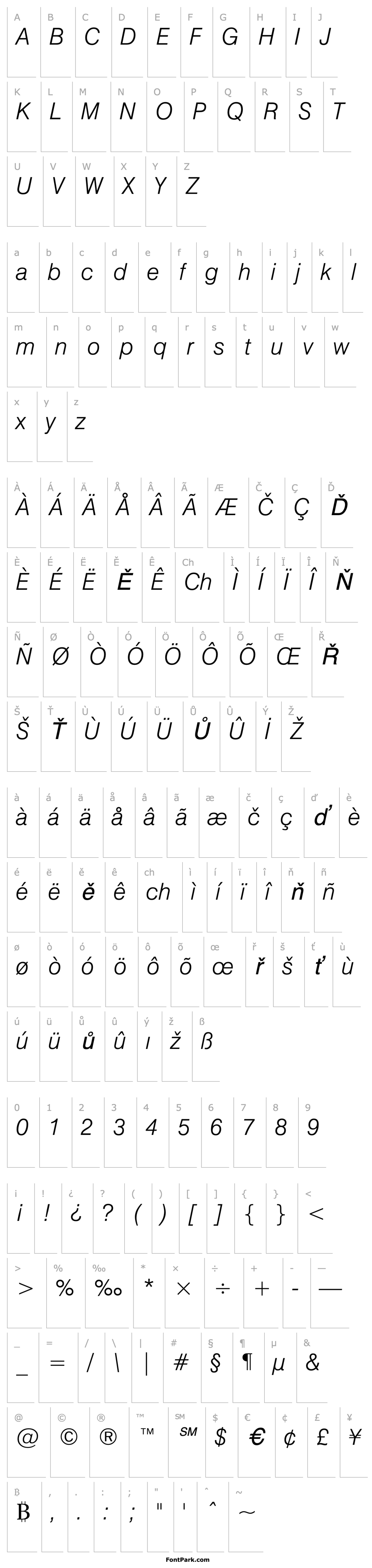 Overview Swiss 721 Light Italic BT