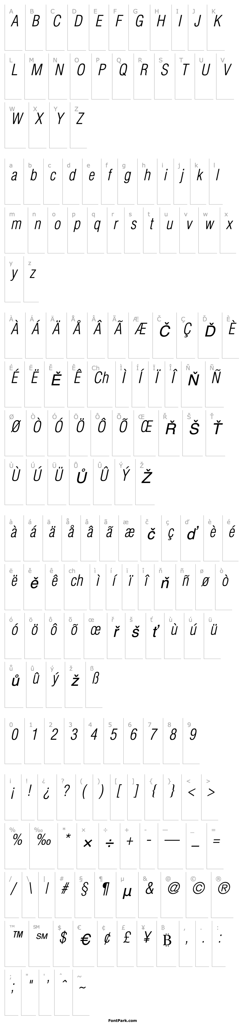 Overview SwitzerlandCondLight Italic