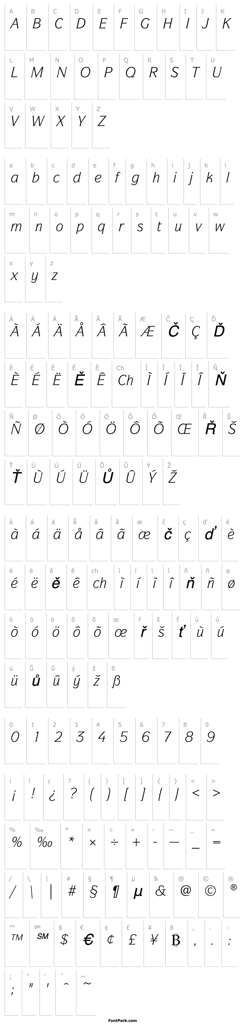 Overview SymbolEF-BookItalic