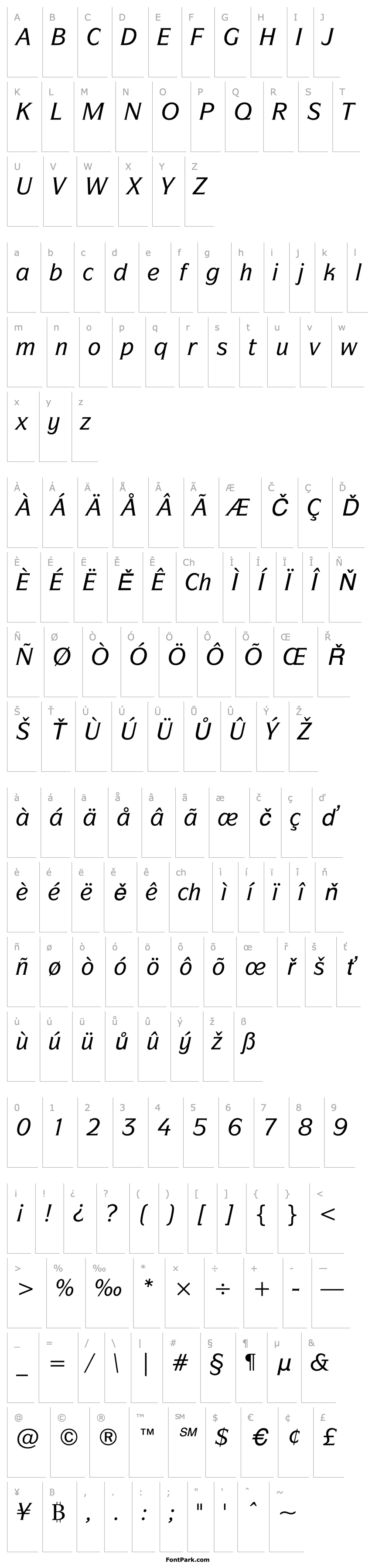 Přehled SymbolITCbyBT-MediumItalic