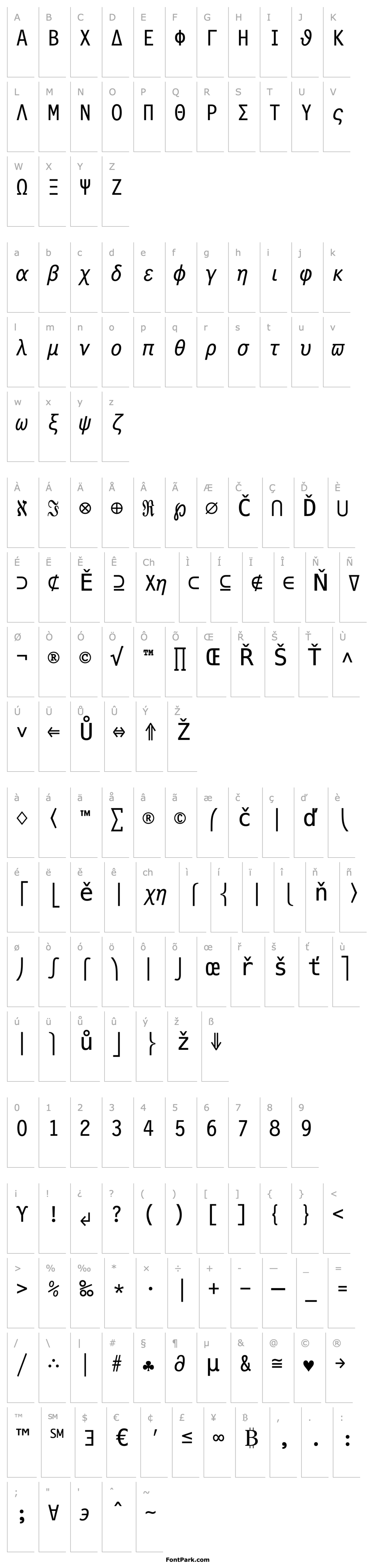 Overview SymbolMonospacedBT-Regular