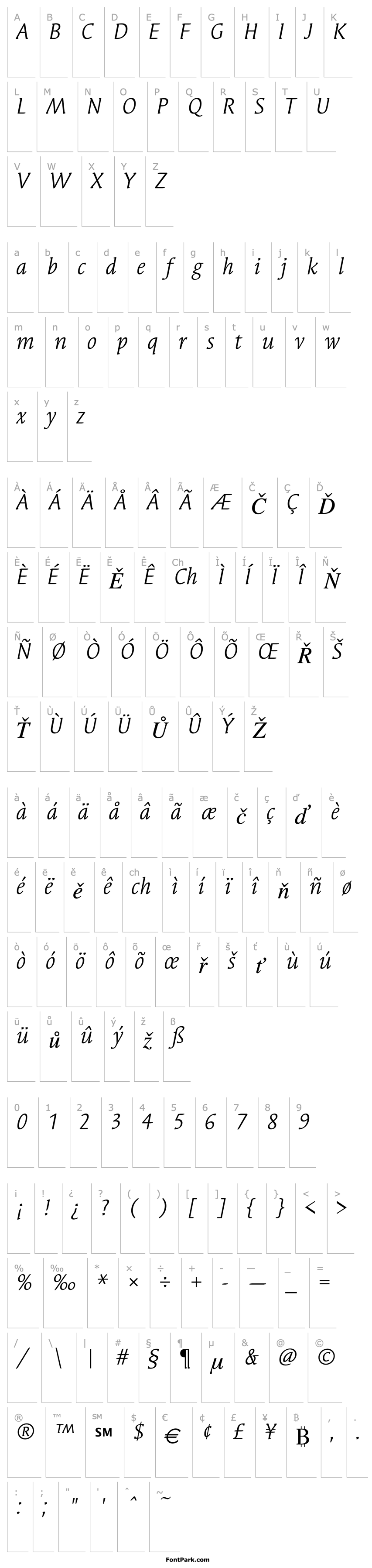 Overview SyndorITC-Book Italic