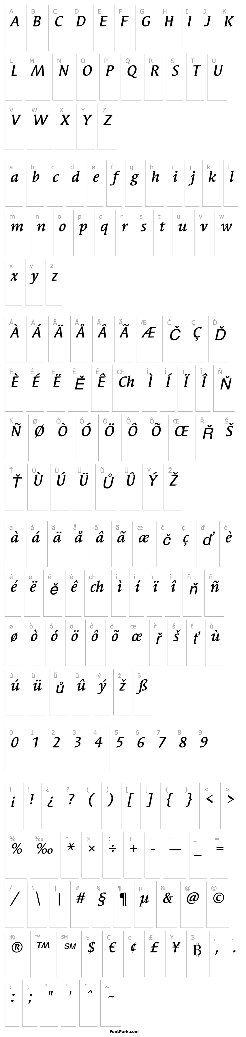 Přehled SyndorITCStd-MediumItalic