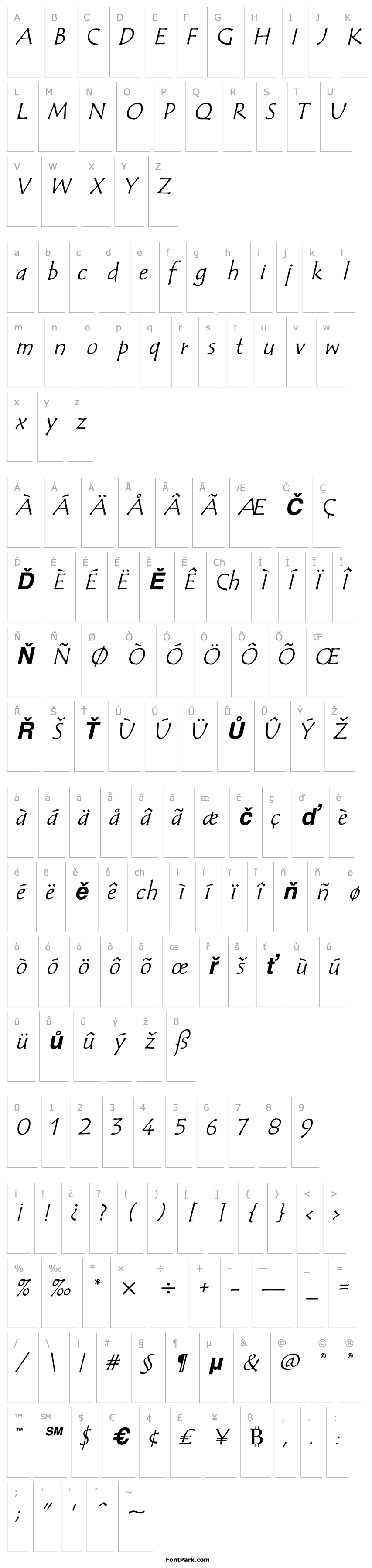 Overview TempusSansITC-Italic