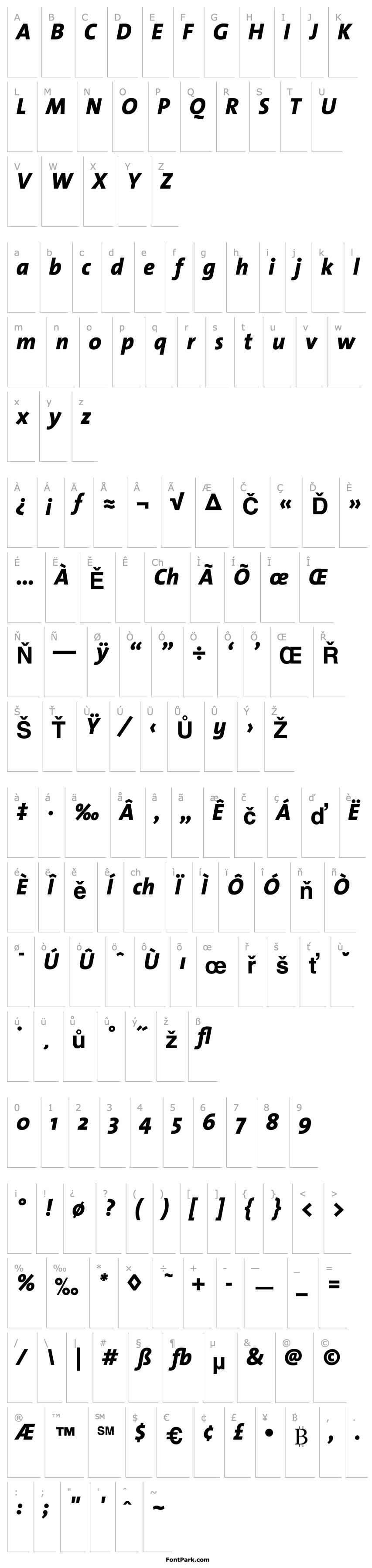 Přehled TheSans-ExtraBold Italic